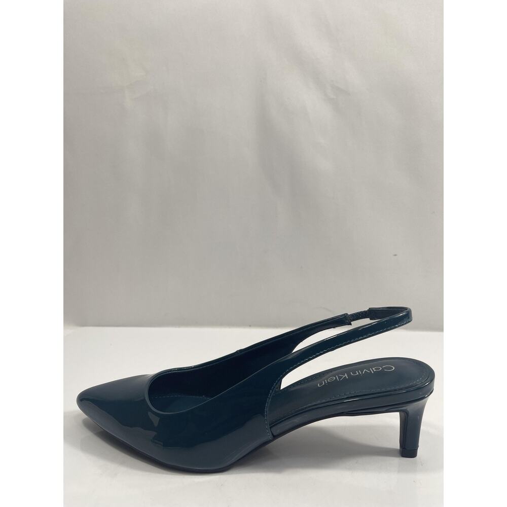 Calvin Klein Kc Dainty Shoes Womens Size 6.5 Dark Green Slingback Kitten Heels